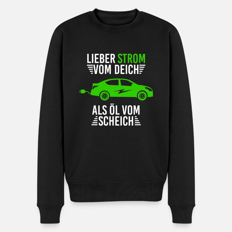 Lieber Strom vom Deich statt Öl vom Scheich - Männer Premium Bio Pullover - Schwarz