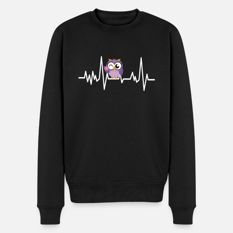 Eulen Geschenke - Eule Owl Eulen Herzschlag Süße - Männer Premium Bio Pullover - Schwarz