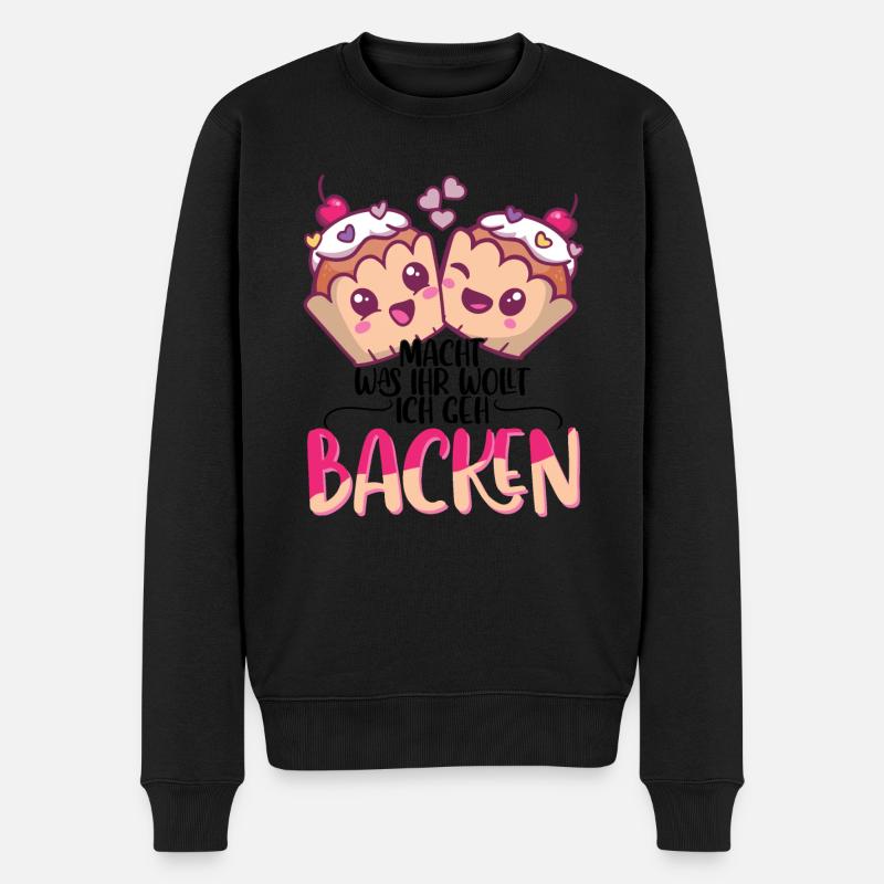Macht was ihr wollt ich geh Backen Kawaii Bäcker - Männer Premium Bio Pullover - Schwarz