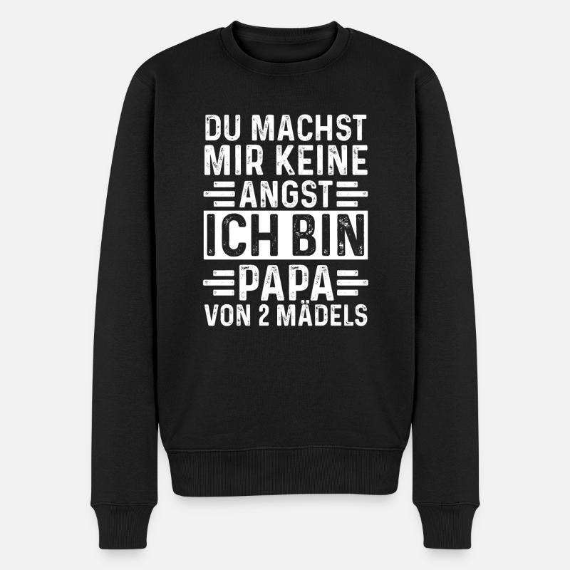 Vater 2 Töchter Papa Geschenk - Männer Premium Bio Pullover - Schwarz
