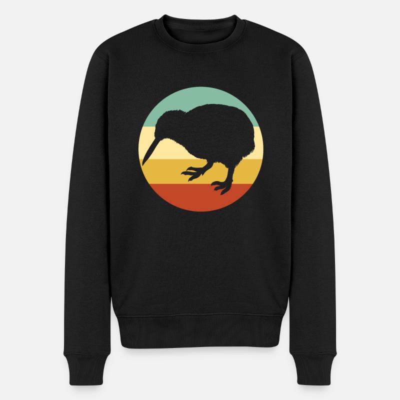 kiwi-vogel Kiwi Vogel - Männer Premium Bio Pullover - Schwarz