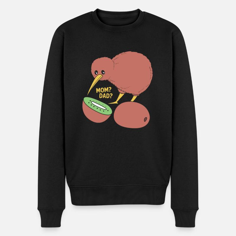 kiwi-vogel Kiwi Vogel - Männer Premium Bio Pullover - Schwarz