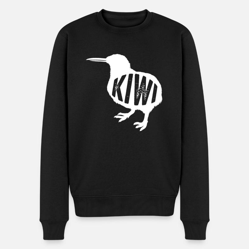 kiwi-vogel Kiwi Vogel - Männer Premium Bio Pullover - Schwarz