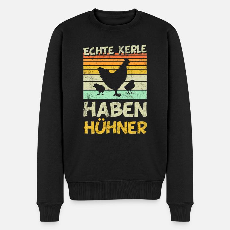 Hühner - Echte Kerle haben Hühner - Männer Premium Bio Pullover - Schwarz