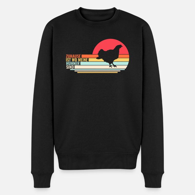 Hühner Retro Vintage Geschenkideen - Männer Premium Bio Pullover - Schwarz
