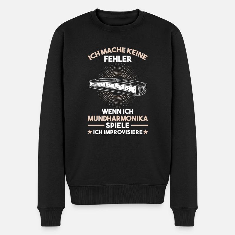 Mundharmonika Musikinstrument Harmonica - Männer Premium Bio Pullover - Schwarz