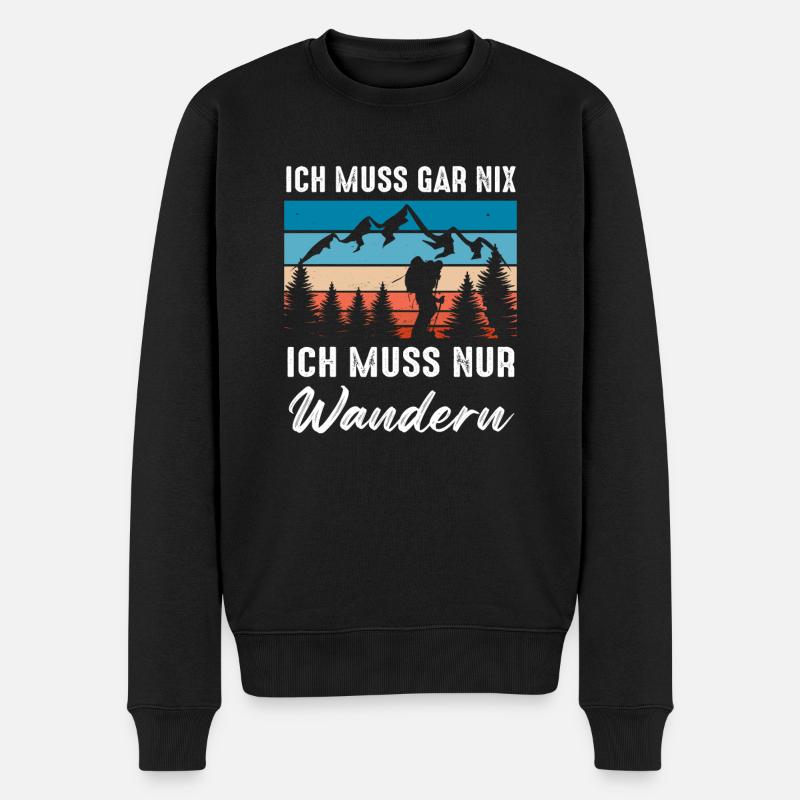 Wandern Bergsteigen Wander Geschenk - Männer Premium Bio Pullover - Schwarz