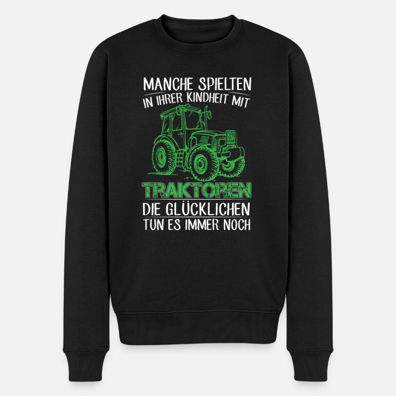 Manche spielten in ihrer Kindheit mit Traktoren - Männer Premium Bio Pullover - Schwarz