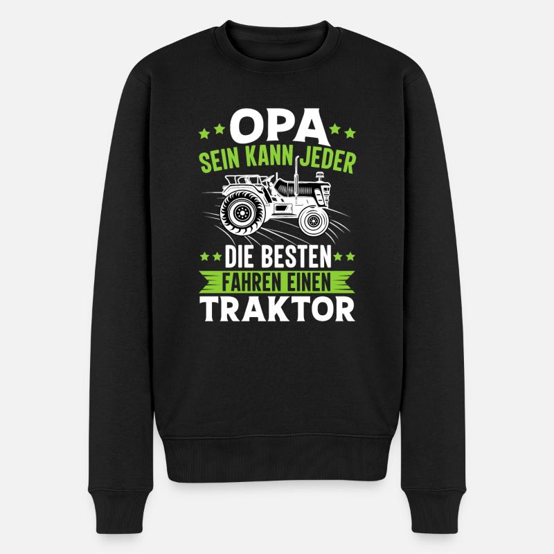 Opa mit Traktor Bauer Landwirt Geschenk - Männer Premium Bio Pullover - Schwarz
