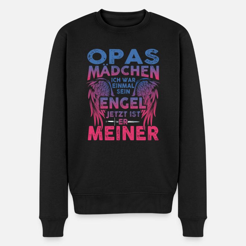 Opas Mädchen Ich War Einmal Sein Engel - Männer Premium Bio Pullover - Schwarz
