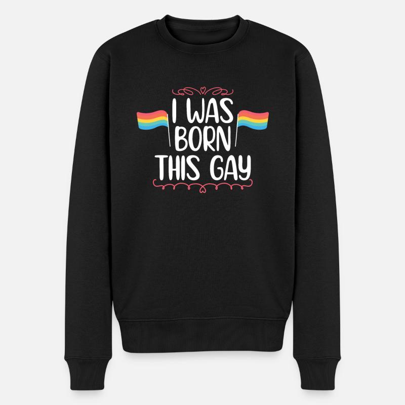 I was Born this Gay Pride Lesbian Flag Colors - Männer Premium Bio Pullover - Schwarz