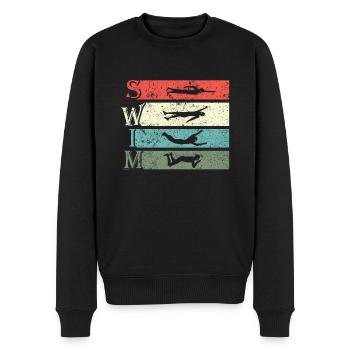 Retro Vintage Schwimmen Schwimmer Schwimmen - Männer Premium Bio Pullover - Schwarz - Vorne - Nico (187cm)