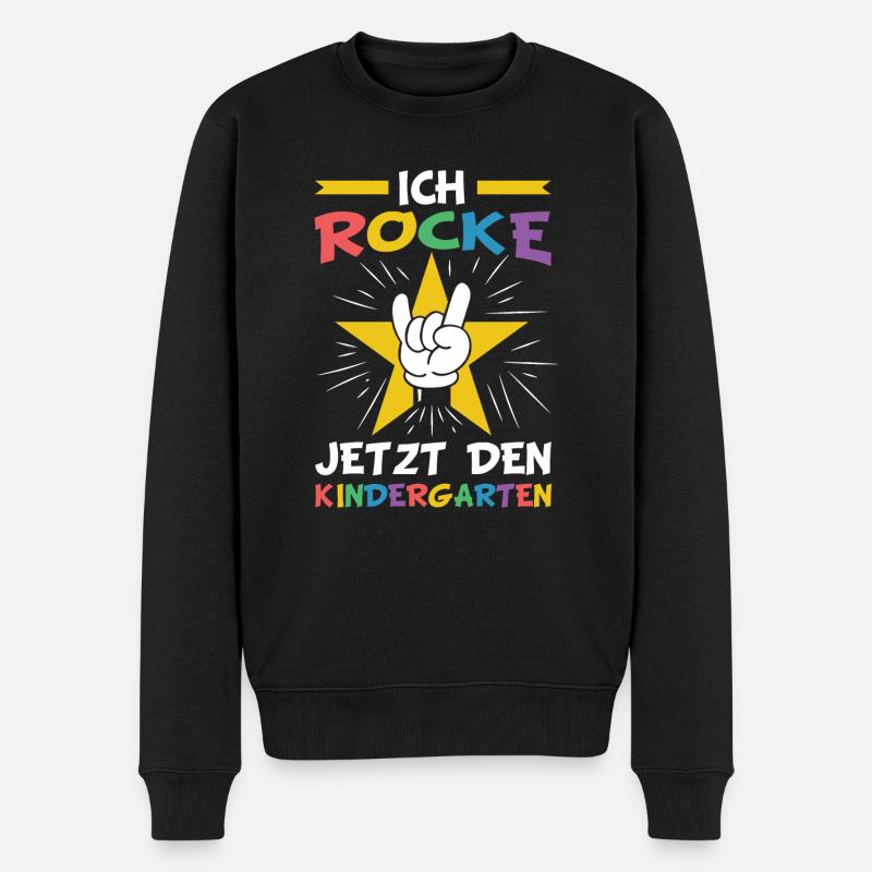 Kindergarten | Ich rocke jetzt den Kindergarten - Männer Premium Bio Pullover - Schwarz
