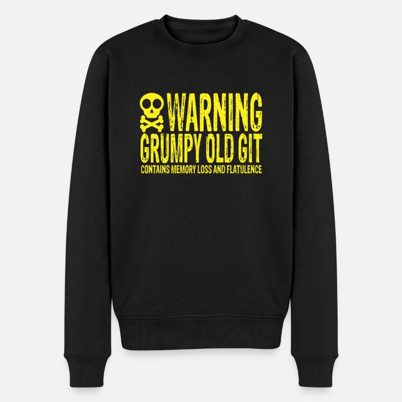 Warning Grumpy Old Git - Männer Premium Bio Pullover - Schwarz
