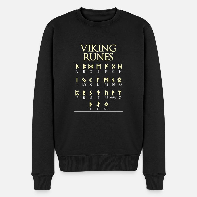 Viking Runes Wikinger Runen Schriftart - Männer Premium Bio Pullover - Schwarz
