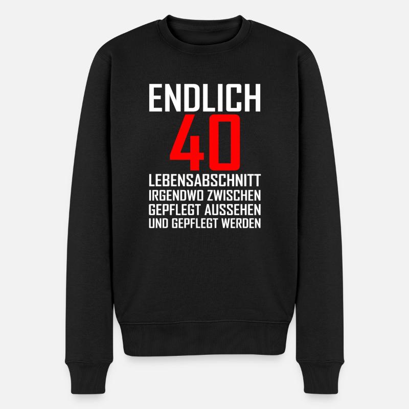 Endlich 40 Geburtstag lustiges Geschenk - Männer Premium Bio Pullover - Schwarz