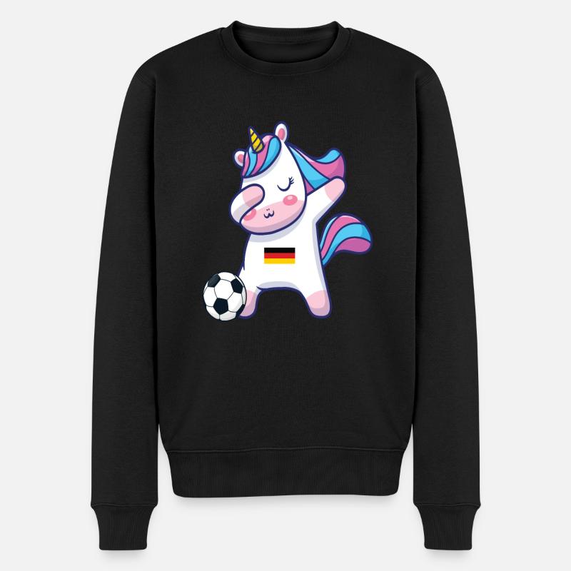 Dabbing Einhorn Fußball Deutschland - Männer Premium Bio Pullover - Schwarz