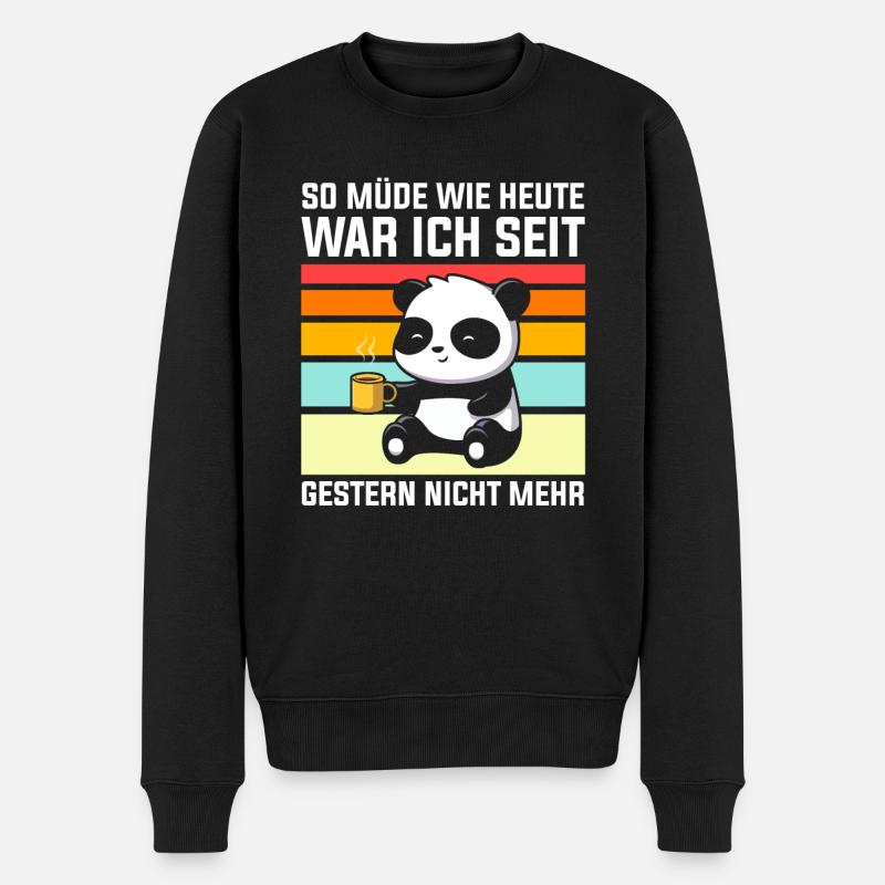Panda Müde Faulenzer Faulenzen Pandabär Lustige Sp - Männer Premium Bio Pullover - Schwarz
