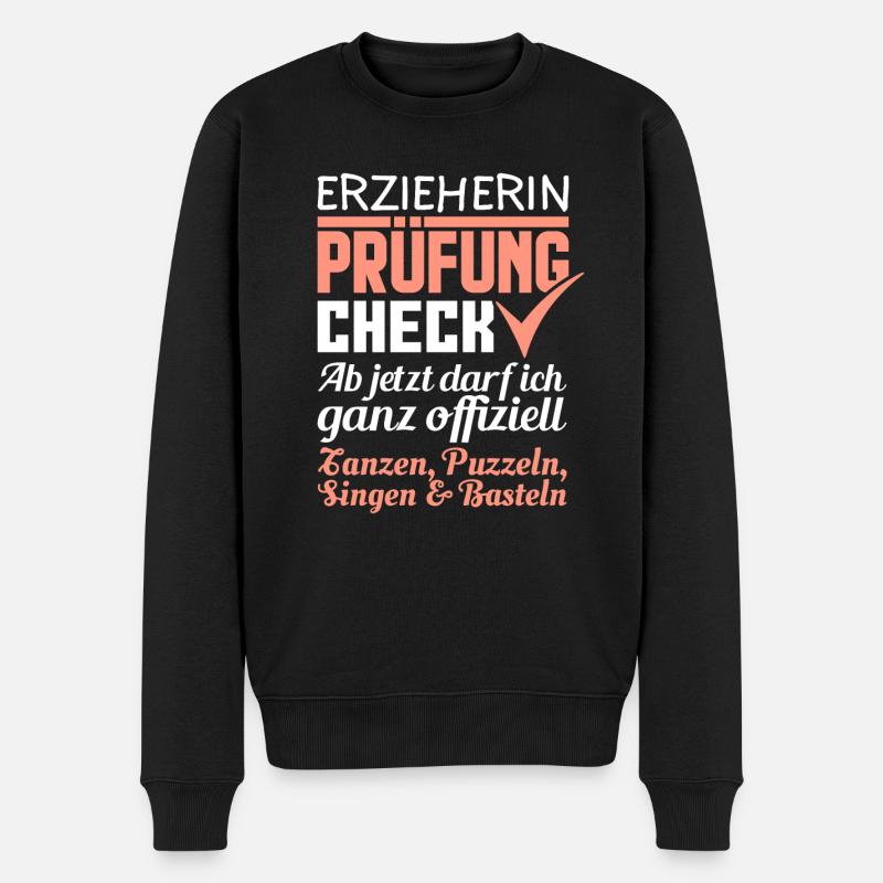 Erzieherin Prüfung Bestanden Geschenk - Männer Premium Bio Pullover - Schwarz