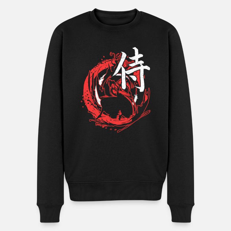 Samurai Ronin - Männer Premium Bio Pullover - Schwarz