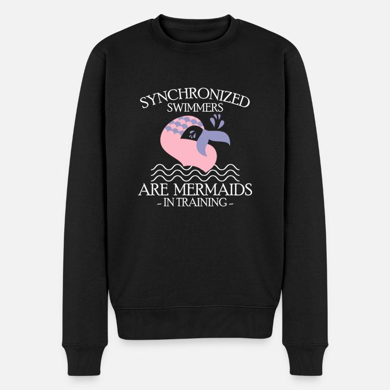 Synchronized Swimmers Are Mermaids - Männer Premium Bio Pullover - Schwarz