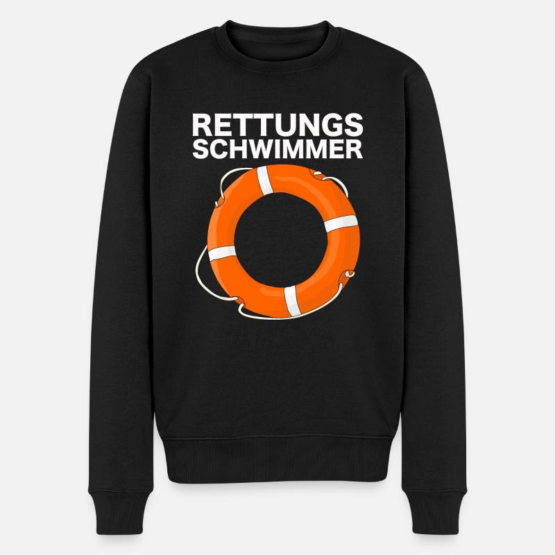 Rettungsschwimmer - Männer Premium Bio Pullover - Schwarz