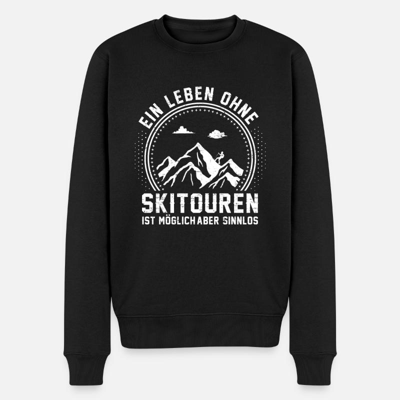 Ein Leben Ohne Skitouren ist möglich aber sinnlos - Männer Premium Bio Pullover - Schwarz