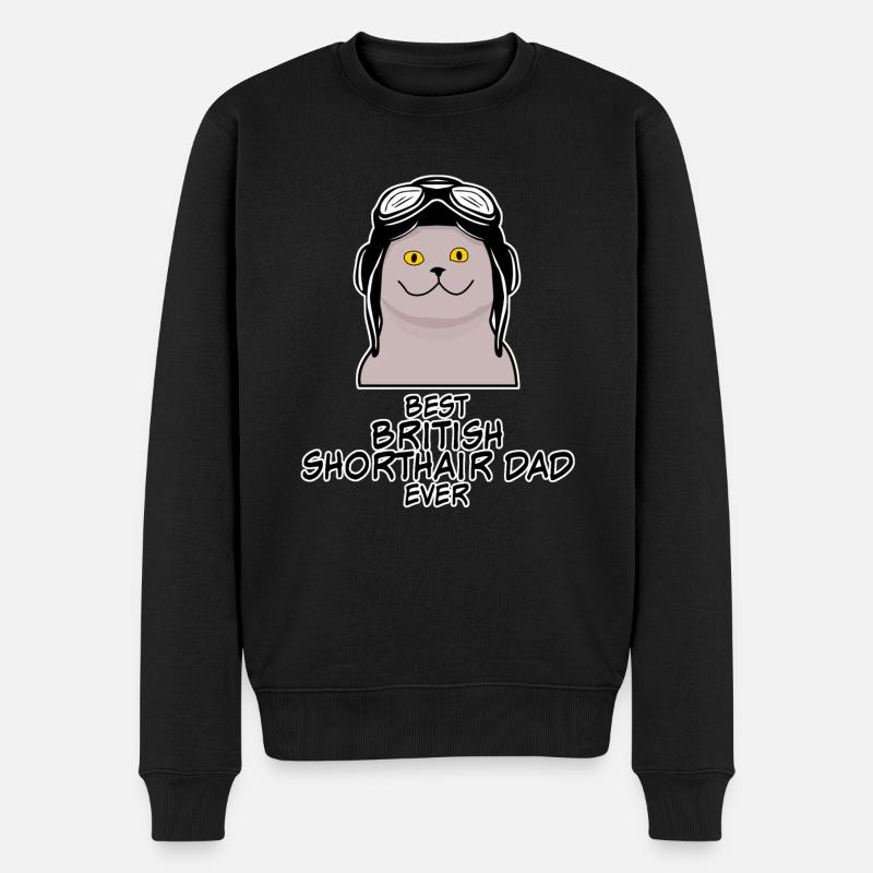 Britisch Kurzhaar Dad British Shorthair - Männer Premium Bio Pullover - Schwarz