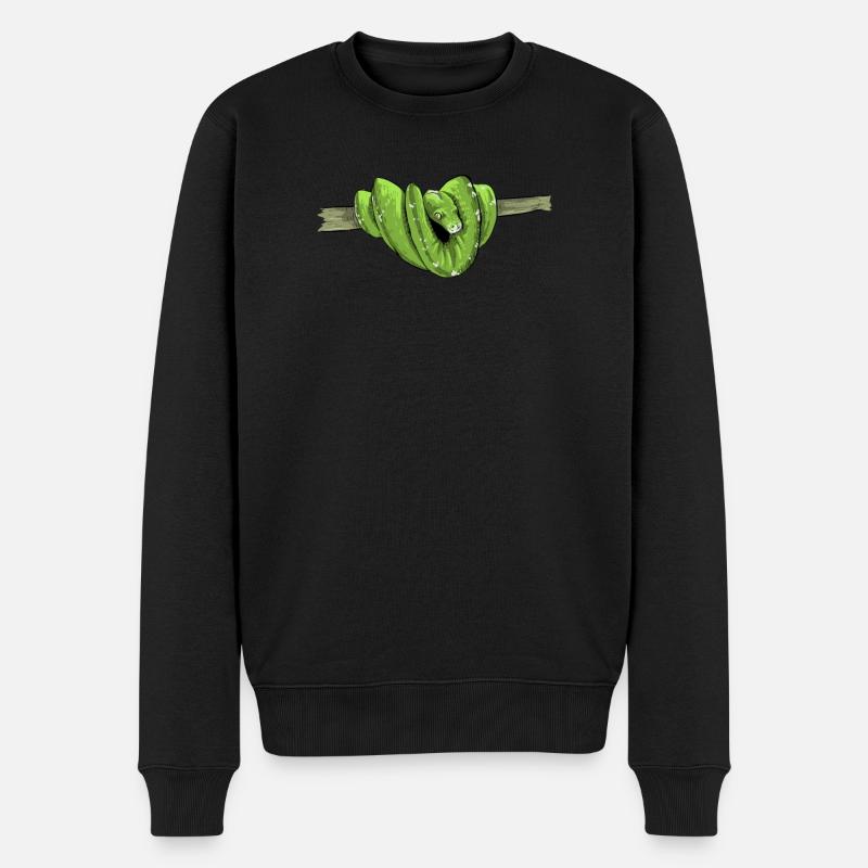 Morelia Viridis I Grüne Baumpython Schlange Phyton - Männer Premium Bio Pullover - Schwarz