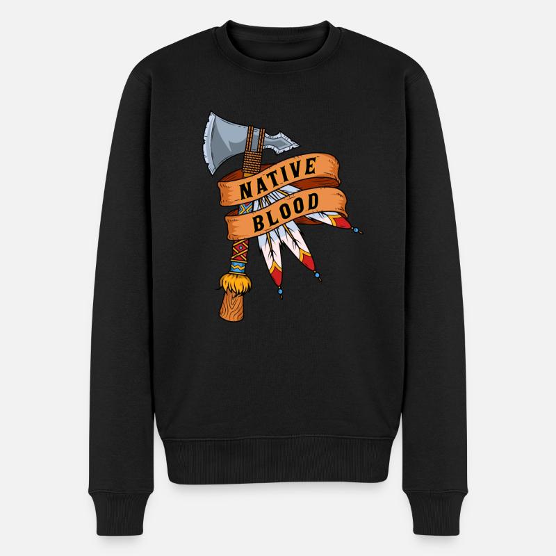 Indianer - Männer Premium Bio Pullover - Schwarz