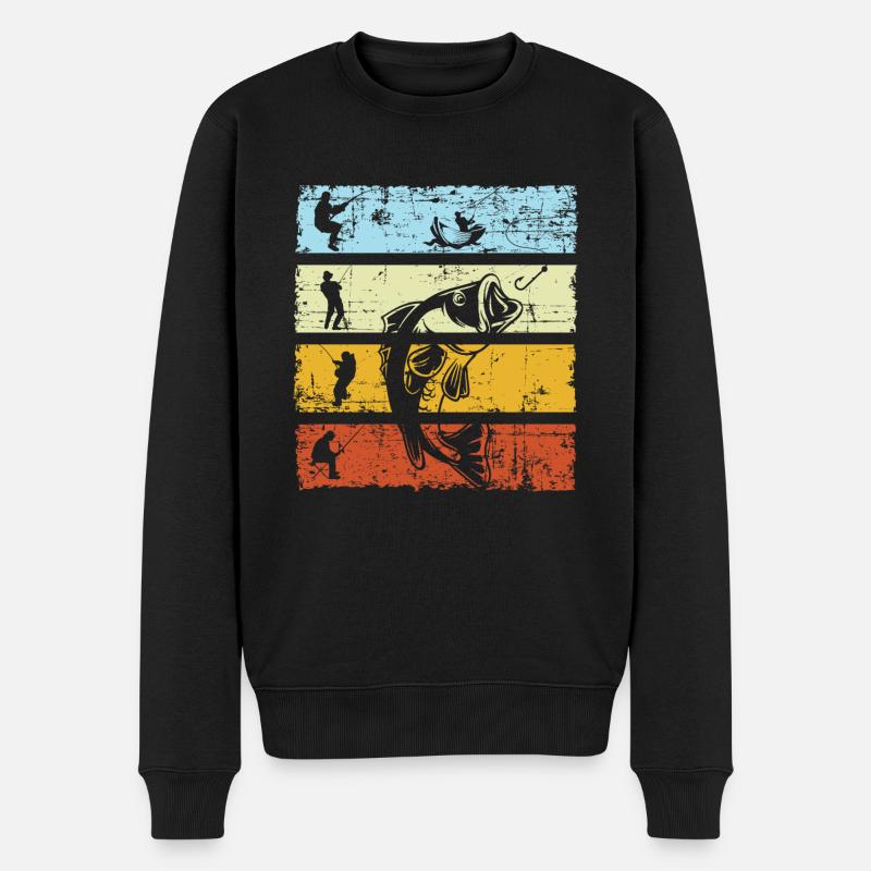 Pêche rétro pêche rétro pêche pêche cadeau pêche - Pull Premium bio Homme - noir