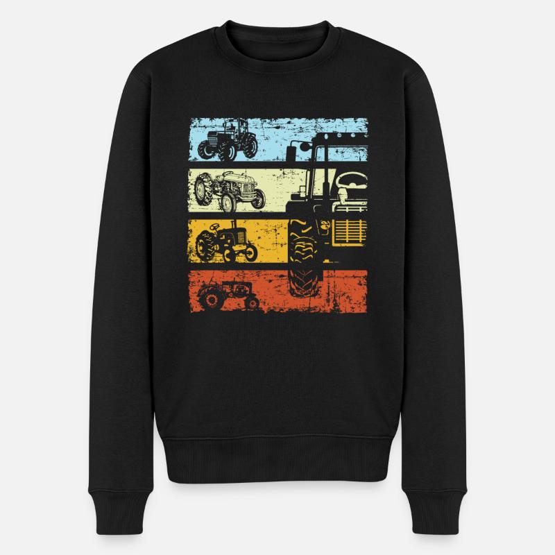 Retro Traktor Landwirt Bauer Oldtimer TreckerRetro - Männer Premium Bio Pullover - Schwarz
