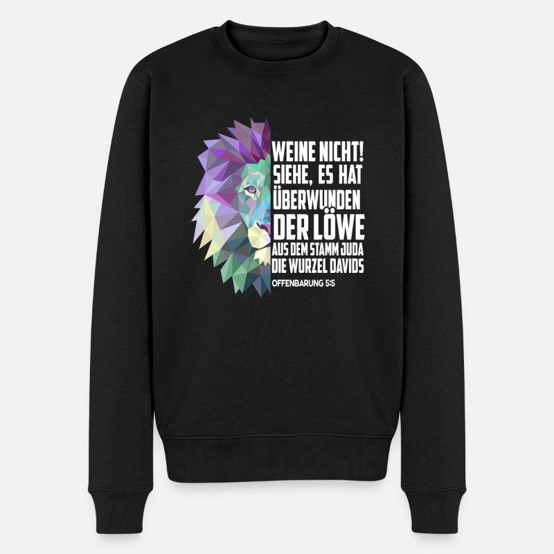 Jesus Löwe Bibel Christen T-Shirt Geschenk Psalm - Männer Premium Bio Pullover - Schwarz