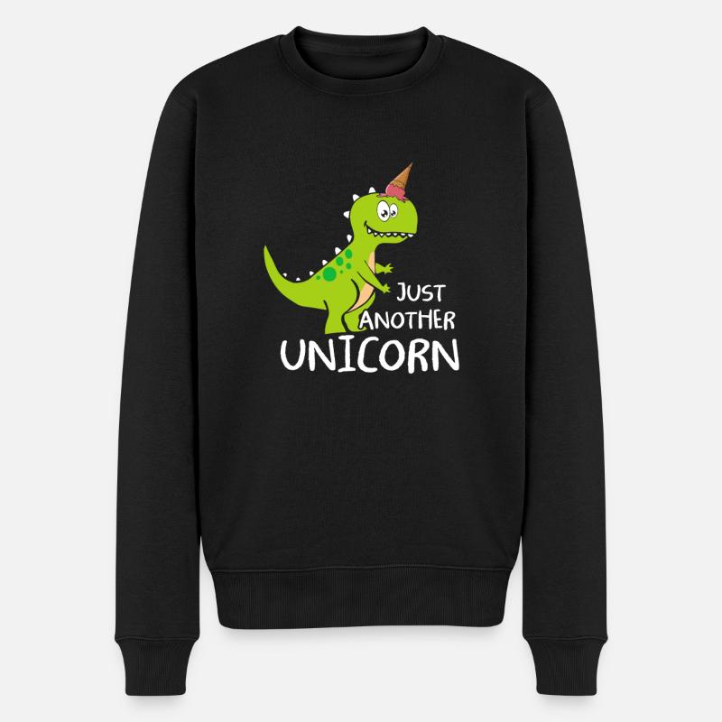 Just Another Unicorn Dinosaurier Einhorn mit Eis - Männer Premium Bio Pullover - Schwarz