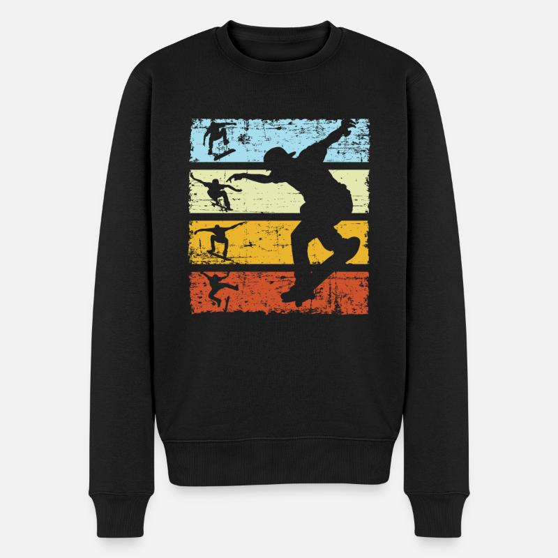Vintage Skater Skateboard Skateboading Retro - Männer Premium Bio Pullover - Schwarz