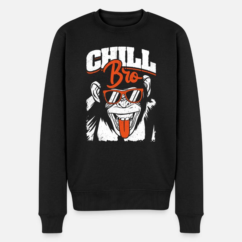 Chill Bro - Cooler Affe mit Sonnebrille - Männer Premium Bio Pullover - Schwarz