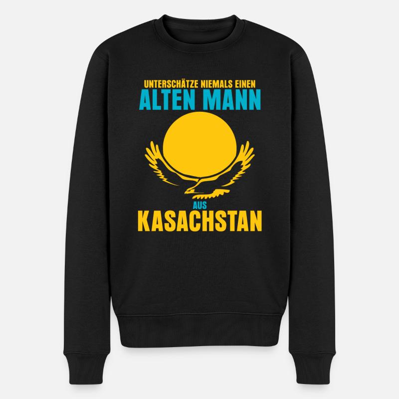 Kasachstan - Männer Premium Bio Pullover - Schwarz