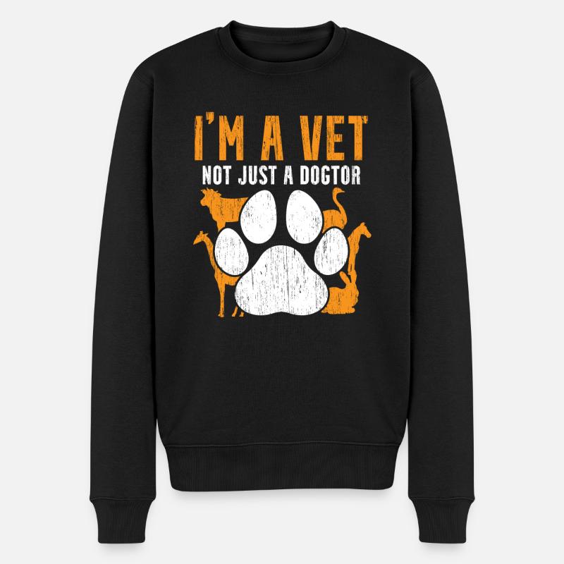 Ich bin Tierarzt nicht nur DOGTOR - Männer Premium Bio Pullover - Schwarz
