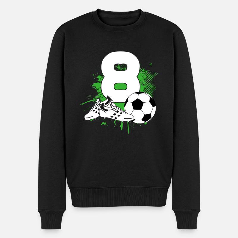 8 års fødselsdag 8 år fodboldspiller - Økologisk premium-sweatshirt til mænd - sort
