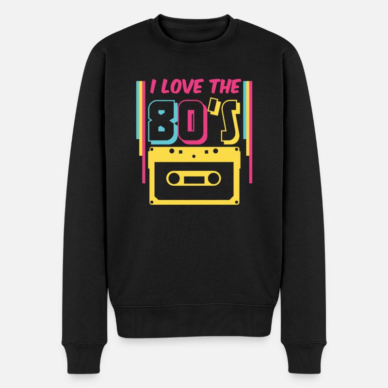 80er Jahre Outfit | I Love The 80s - Männer Premium Bio Pullover - Schwarz