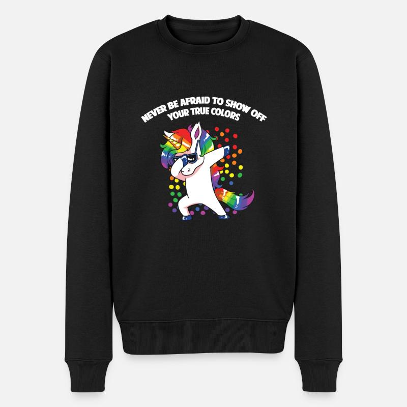 Lesben Motiv mit Spruch lesbisch CSD Regenbogen - Männer Premium Bio Pullover - Schwarz