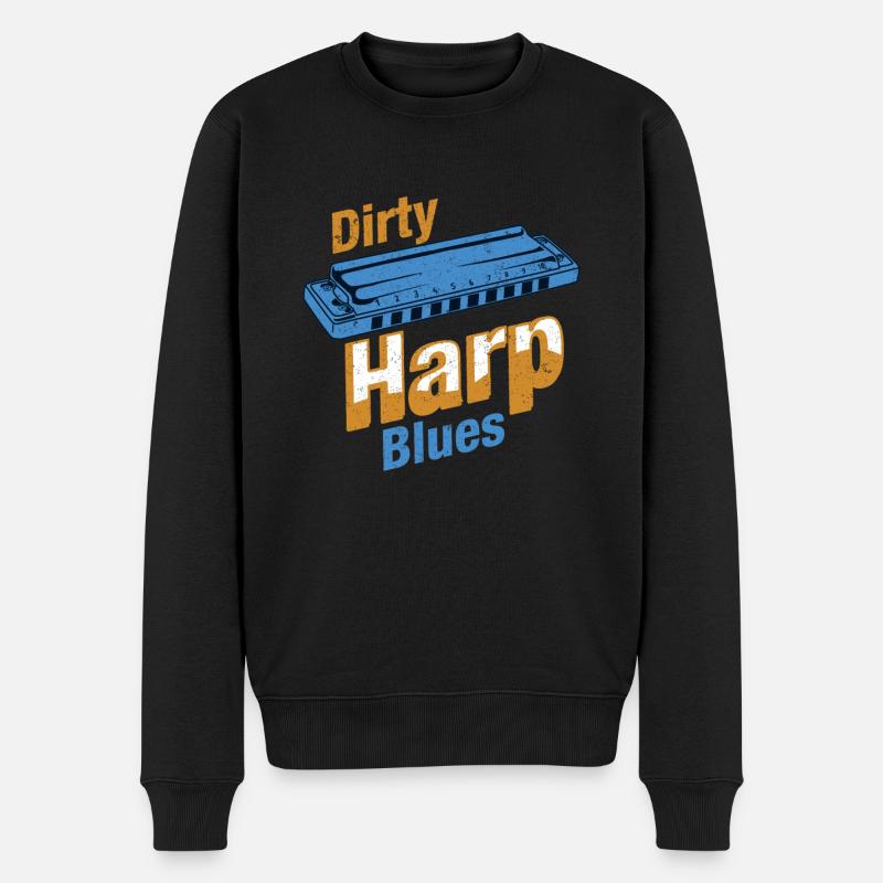 Schmutzige Harfe Blues Harmonika Instrument Musik Geschenk - Männer Premium Bio Pullover - Schwarz