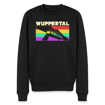 Wupptertaler Schwebebahn Retro Wuppertal - Männer Premium Bio Pullover - Schwarz - Vorne - Nico (187cm)