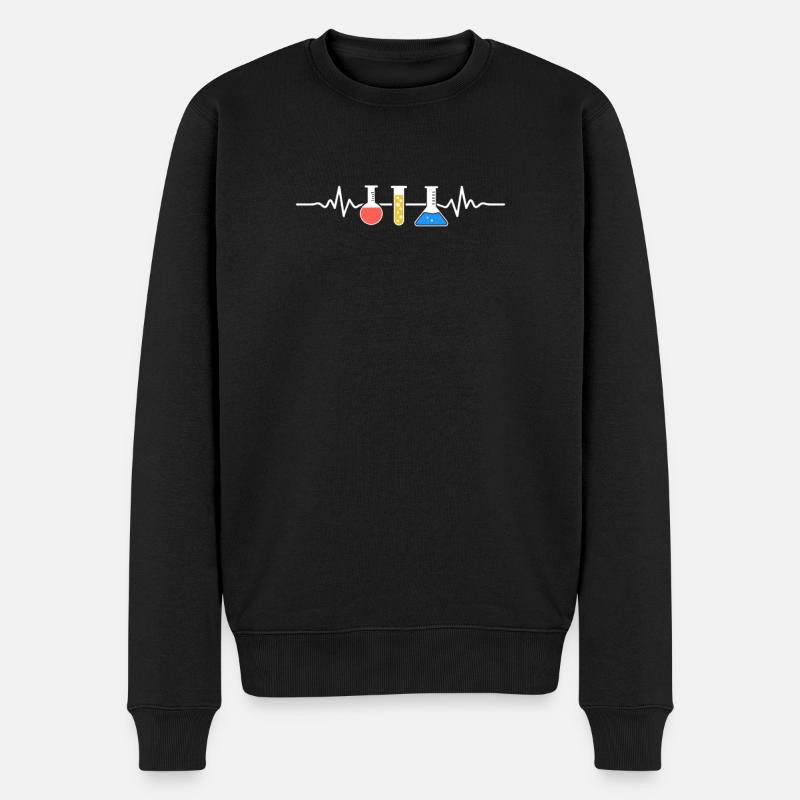 Chemie Herzschlag - Laborant Chemiker Nerd Geek - Männer Premium Bio Pullover - Schwarz