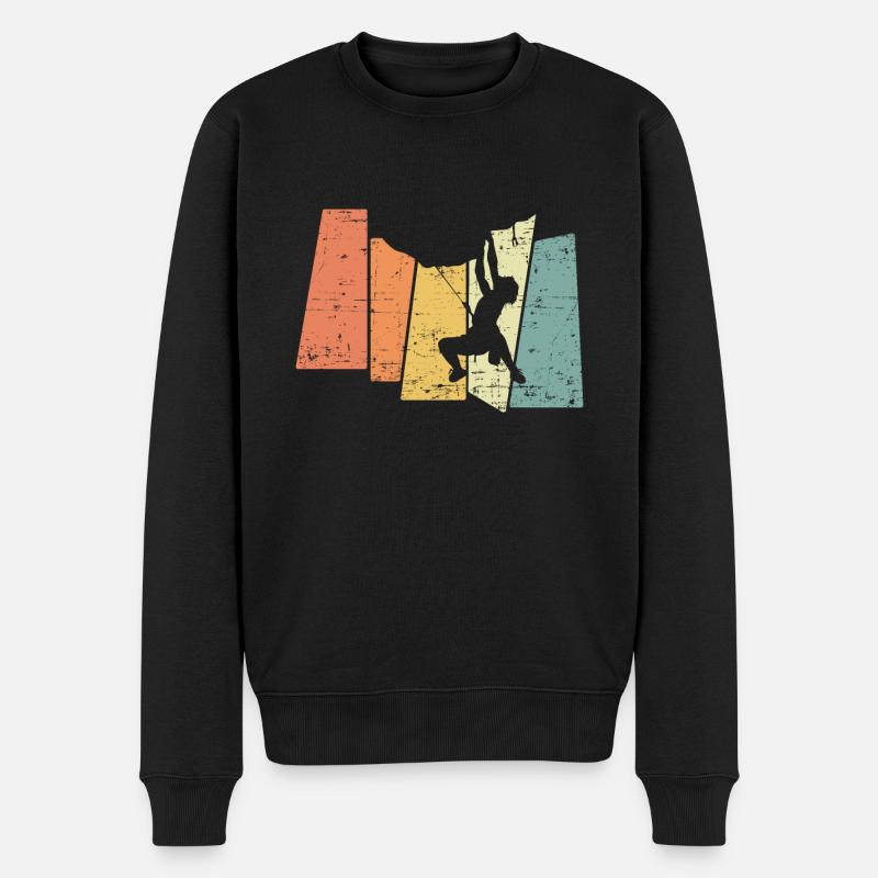 Retro Berg Kletter Felsenklettern Liebhaber - Männer Premium Bio Pullover - Schwarz