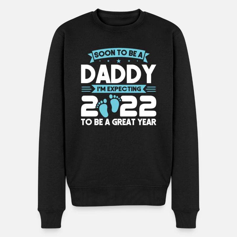 Future Daddy 2022 Future Papa Baby Geschenk - Männer Premium Bio Pullover - Schwarz