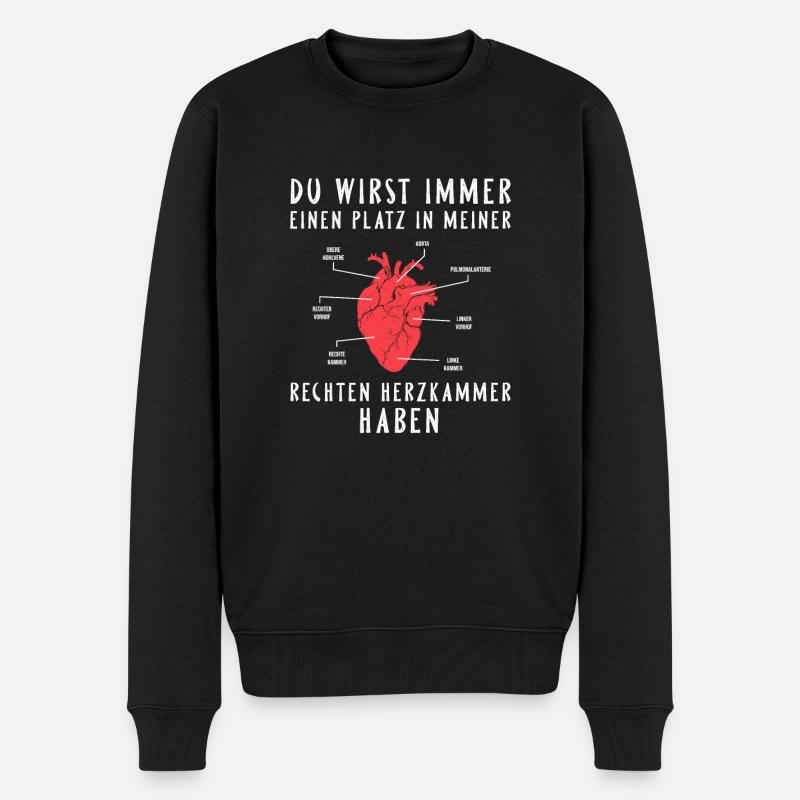 Lustiger Spruch Herzchirurg Kardiologie Herzkammer - Männer Premium Bio Pullover - Schwarz