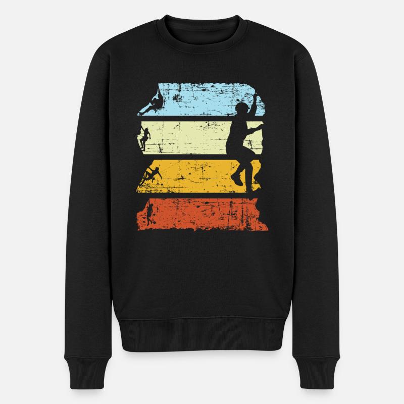Vintage Mountain Climber Climbing Bouldering - Männer Premium Bio Pullover - Schwarz