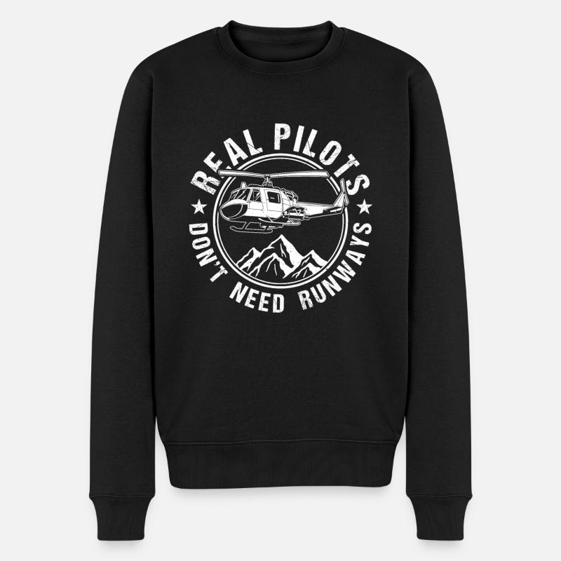 Real Pilots Don’t Need Runways Helicopter - Pull Premium bio Homme - noir