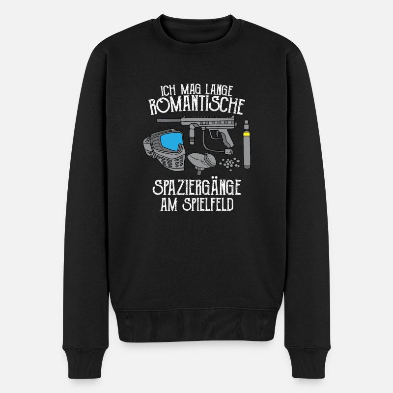 Paintball Spruch - Lange Romantische Spaziergänge - Männer Premium Bio Pullover - Schwarz